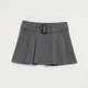 Plisowana spódnica mini z paskiem - Czarny