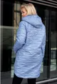Jasnoniebieska długa kurtka pikowana z kapturem - Scarlett