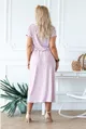 Biało-różowa sukienka maxi z wzorem w paski - LOLA