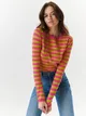 Sweter w paski - Różowy