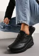Czarne Klasyczne Sneakersy z Amortyzowaną Podeszwą i Perforacją Faunama