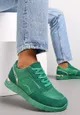 Zielone Sneakersy na Grubej Podeszwie z Metaliczną Wstawką Leesa
