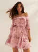 Sukienka mini z odkrytymi ramionami - Różowy