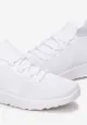 Białe Buty Sportowe na Płaskiej Podeszwie z Metaliczną Wstawką Nanovie