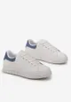 Biało-Niebieskie Sznurowane Sneakersy z Metaliczną Wstawką i Żłobieniami Komparre
