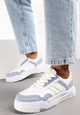 Biało-Niebieskie Sneakersy przed Kostkę na Grubej Podeszwie Sylverisa