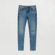 Niebieskie jeansy skinny fit z przetarciami - Niebieski
