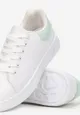 Biało-Jasnozielone Sneakersy Sznurowane na Płaskiej Podeszwie Azih