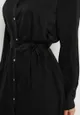 Czarna Koszulowa Sukienka Maxi z Wiązanym Paskiem Isylie