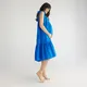 Bawełniana sukienka z falbaną - Niebieski