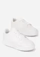 Białe Sneakersy z Perforacją na Nosku i Wstawkami na Zapiętku Favisi