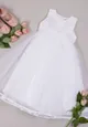Biała Rozkloszowana Sukienka z Tiulem i Ozdobnym Haftem Dynene