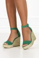 Zielone sandały skórzane damskie espadryle na ozdobnym koturnie produkt polski casu 2339