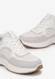 Białe Sznurowane Sneakersy Ozdobione Metaliczną Wstawką Kizria