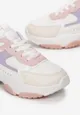 Biało-Różowe Sneakersy na Grubej Podeszwie z Ozdobną Perforacją Colia