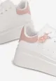 Różowe Sznurowane Sneakersy na Platformie z Aplikacją przy Sznurówkach Khirlie