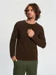 Sweter o regularnym kroju z waflowym splotem, uszyty w 100% z bawełny. - brązowy