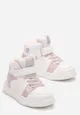 Biało-Różowe Buty Sportowe za Kostkę z Rzepem i Kolorowymi Wstawkami Serakina