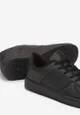 Czarne Buty Sportowe przed Kostkę ze Sznurowaniem i Przeszyciami Kenidi