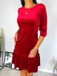 Czerwona Welurowa Sukienka z Falbanką 6901-309-C