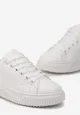 Biało-Różowe Sznurowane Sneakersy z Metaliczną Wstawką i Żłobieniami Komparre