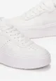 Białe Sznurowane Sneakersy na Grubej Podeszwie Salsabil