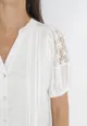 Biała Koszula Bawełniana z Krótkim i Bufiastym Rękawem Miria