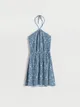 Sukienka mini z wiązaniem - Niebieski