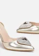 Złote Metaliczne Sandały ze Szpiczastym Noskiem Corolin