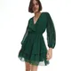 Szyfonowa sukienka w groszki - Zielony