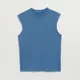 Luźna koszulka bez rękawów Basic niebieska - Niebieski