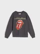 Bluza wykonana z bawełnianej dzianiny. Ozdobny nadruk The Rolling Stones. - szary