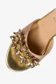 Beżowe sandały z kryształkami na słupku damskie z zakrytą piętą pasek wokół kostki casu er23wx12-be