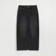 Czarna jeansowa spódnica midi z efektem sprania - Czarny