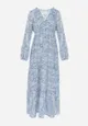 Jasnoniebieska Rozkloszowana Sukienka Maxi z Falbankami Hovell
