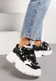 Czarne Sneakersy z Podwójnymi Sznurówkami i Tłoczoną Platformą Luppoa