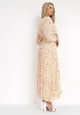 Różowa Sukienka Maxi z Gumką w Talii i Plisowanym Dółem Danora