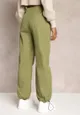 Zielone Szerokie Spodnie ze Stoperami i Marszczoną Talią Nirli