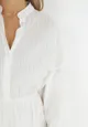 Biała Sukienka Nietoperz z Gumką w Pasie Amberly