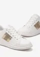 Biało-Złote Sneakersy z Metalicznymi Wstawkami i Cyrkoniami na Grubej Podeszwie Wirela