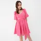 Sukienka mini z bufiastymi rękawami - Różowy