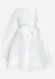 Biała Balowa Sukienka Ozdobiona Różami Perełkami i Tiulem Namiko