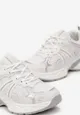 Beżowo-Białe Buty Sportowe na Nieregularnej Podeszwie Ozdobione Wstawkami z Ekoskóry Lariana