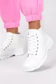 Białe trampki na platformie wysokie buty sportowe damskie sznurowane casu sj2095-2