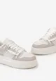 Białe Buty Sportowe Sneakersy na Platformie z Ozdobnymi Sznurówkami Aqara
