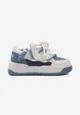 Biało-Niebieskie Sneakersy na Platformie z Grubymi Sznurówkami i Delikatną Perforacją Tarvie