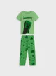 Wygodna, bawełniana piżama z nadrukiem z gry Minecraft. - zielony