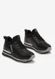Czarne Sznurowane Sneakersy na Niskiej Platformie z Ozdobnym Suwakiem Alirapa
