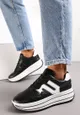 Czarne Sneakersy Sznurowane na Platformie Macelynn