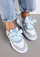 Niebiesko-Białe Sneakersy na Grubej Podeszwie z Ozdobnymi Sznurówkami Zeldema
